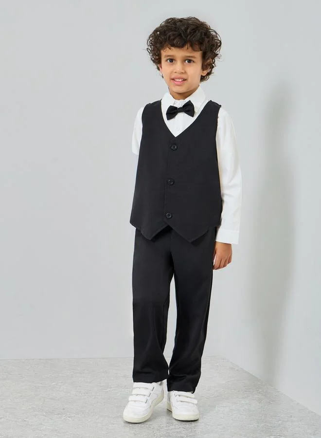 Styli Boys Shirt with Pants and Waist Coat with Bow Set